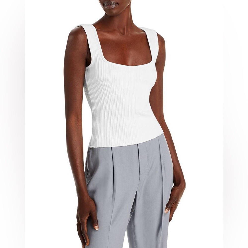 Vince Sweatheart Ribbed Knit Tank Top